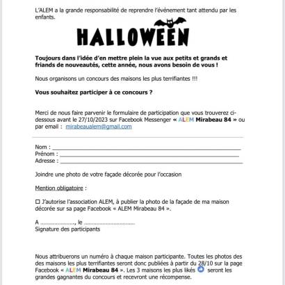 Concours et fête d' Halloween