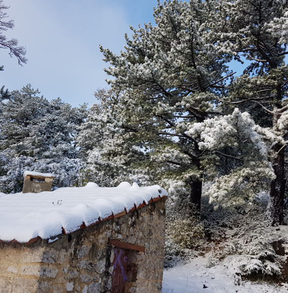 Cabane au Ventoux en hiver