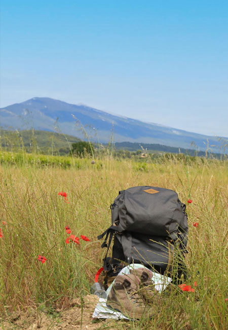 Sac de randonnée dans le Ventoux